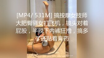 [MP4/ 531M] 搞按摩女技师大肥臀骚女打飞机，镜头对着屁股，半脱下内裤狂撸，搞多了还贴着膏药